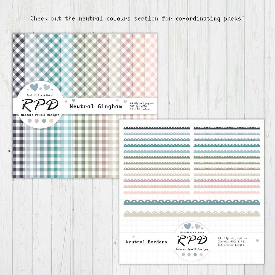 Plaid Check Seamless Pattern Digital Paper, Neutral Colours & White ...
