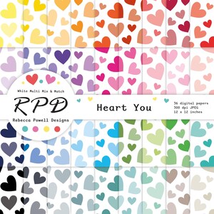Rainbow Hearts Digital Paper: Seamless Scrapbook Pattern (Digital Download)