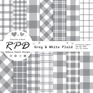 Grijze en witte naadloze buffel geruite digitale papierverpakking, houthakker, ruit, blokhut, pastel, scrapbooking, achtergronden, commercieel gebruik