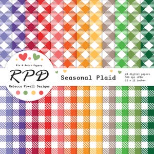 Bunt kariert Digital Paper Pack: Nahtlose Hintergründe (digitaler Download)