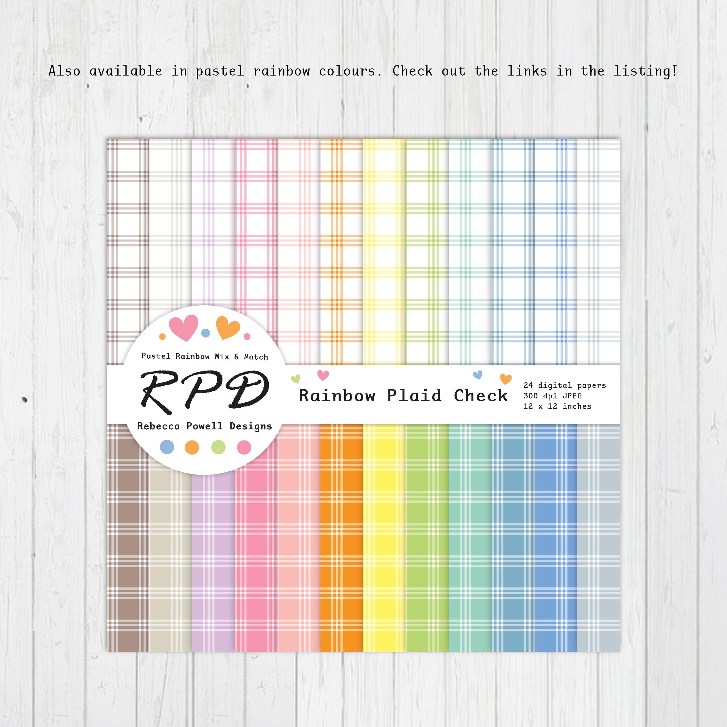 Rainbow Plaid Digital Paper Pack – Seamless Scrapbook Patterns (digital ...