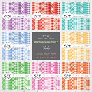 Gingham Plaid Large Paper Bundle: Seamless Scrapbook Papers (Digital Download)