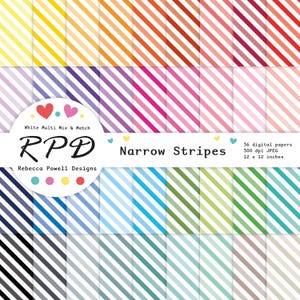 Diagonal Stripes Digital Paper Pack: Rainbow Seamless Patterns (Digital Download)