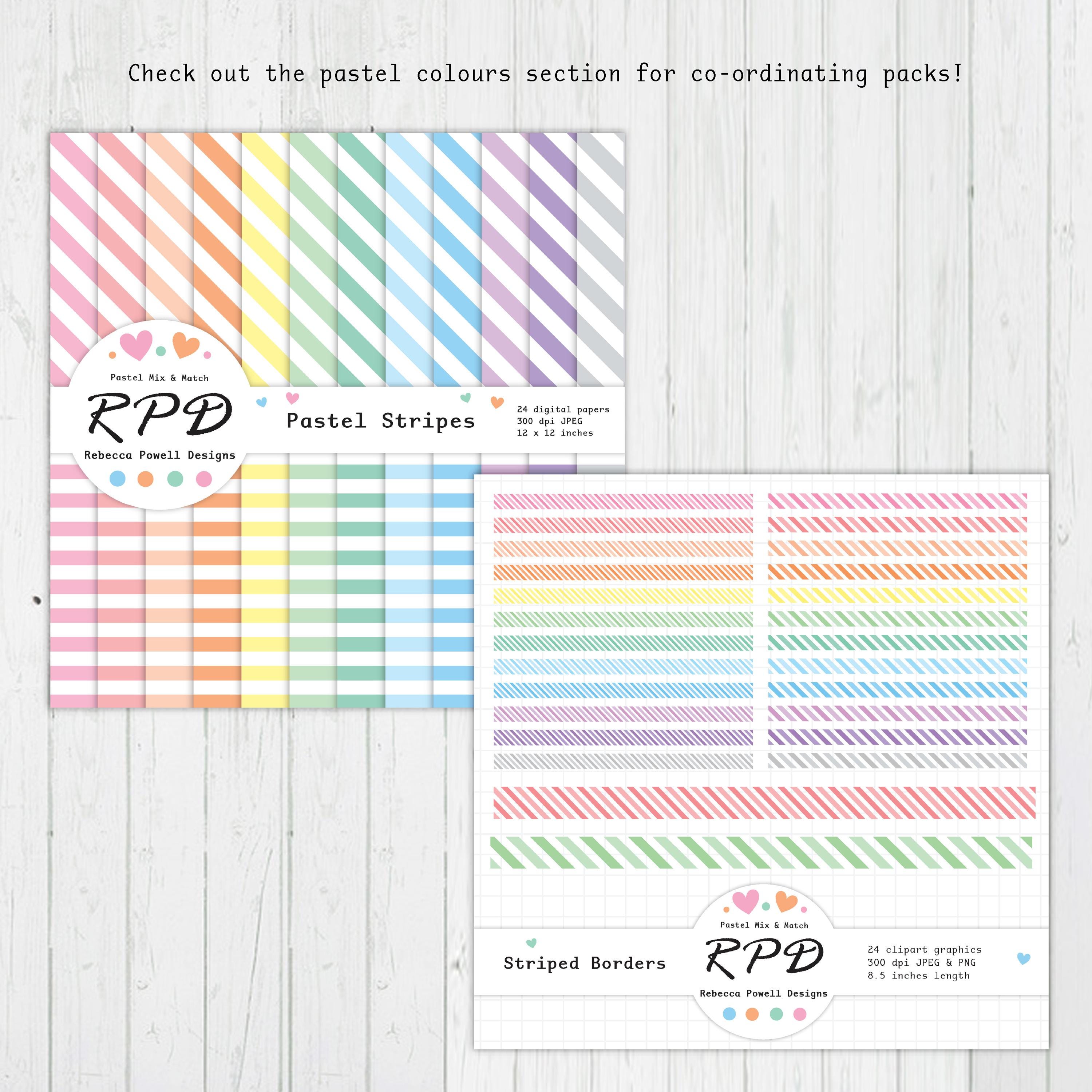 Pastel Stripes Digital Paper Pack: Seamless Scrapbook Backgrounds ...