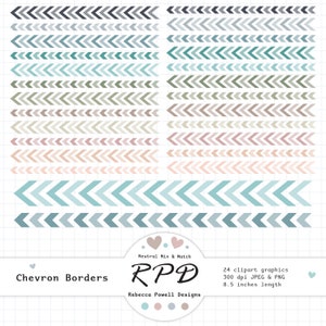 Chevron Stripe Ribbon Borders Digital Clip Art Set, Neutral Colours, Png, Jpeg, Scrapbooking, Planner Clipart, Commercial Use