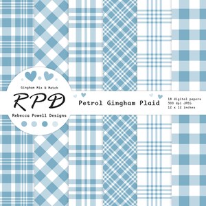 Larger examples of 6 papers with gingham and plaid check patterns.