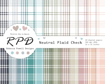 Karo-Muster nahtloses digitales Papier, neutrale Farben & weiß, Scrapbook-Seiten, Hintergründe kommerzielle Nutzung