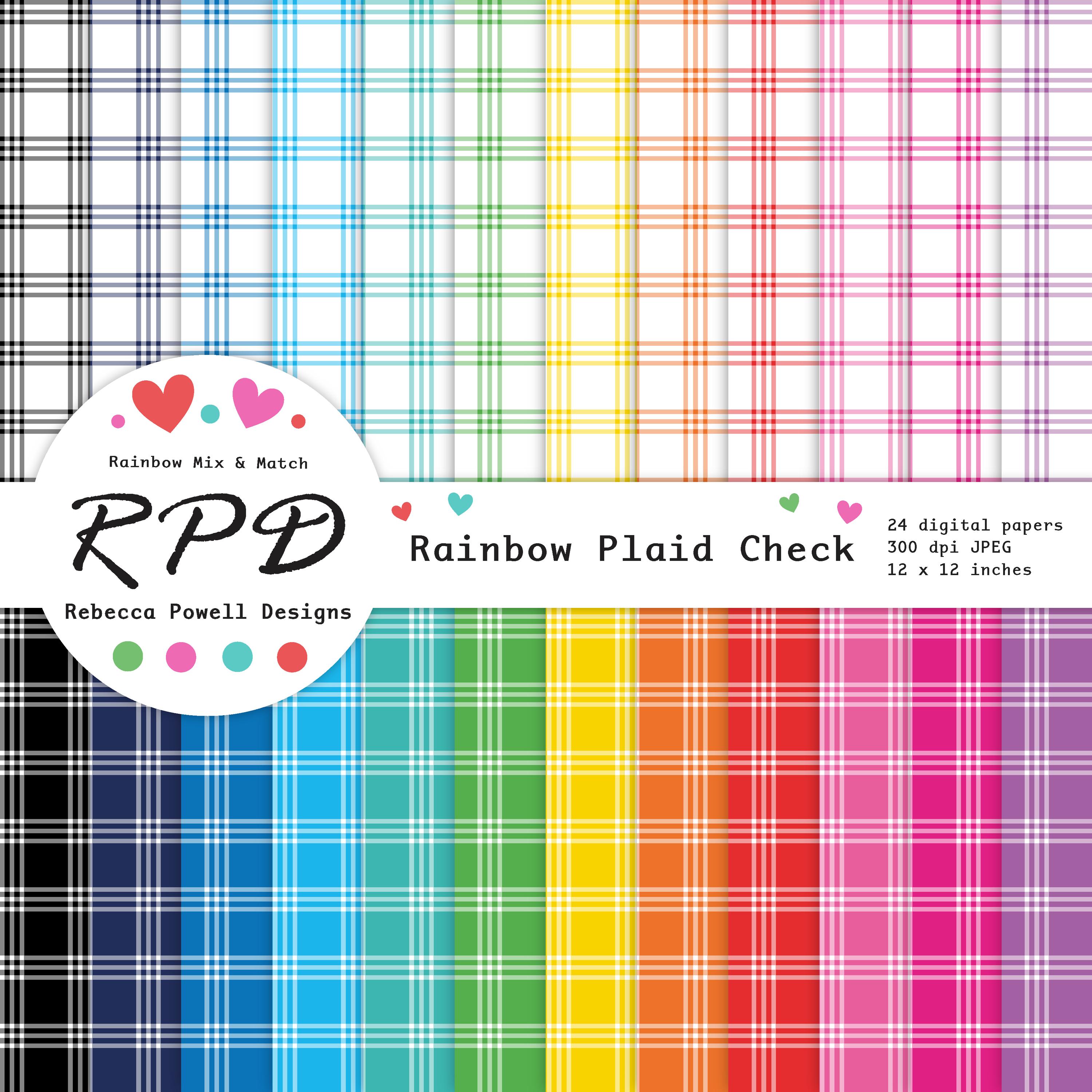 Rainbow Plaid Digital Paper Pack – Seamless Scrapbook Patterns (digital ...