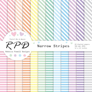 Confezione di carta digitale a strisce, modello senza cuciture, orizzontale, diagonale, colori pastello, bianco, pagine dell’album, sfondi, uso commerciale