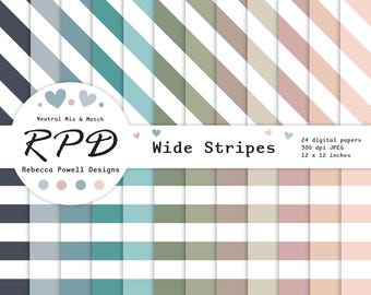 Digitaal papierpakket Neutrale Strepen: Naadloze patronen (digitale download)