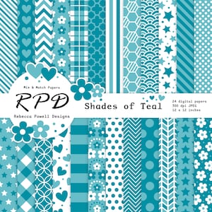 Confezione di carta digitale senza soluzione di continuità con motivi a pois bianchi e turchese, scrapbooking, uso artigianale, sfondi digitali, uso commerciale