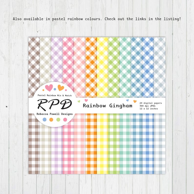 This gingham paper pack is also available in pastel rainbow colours.