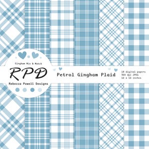 Larger examples of 6 papers with gingham and plaid check patterns.
