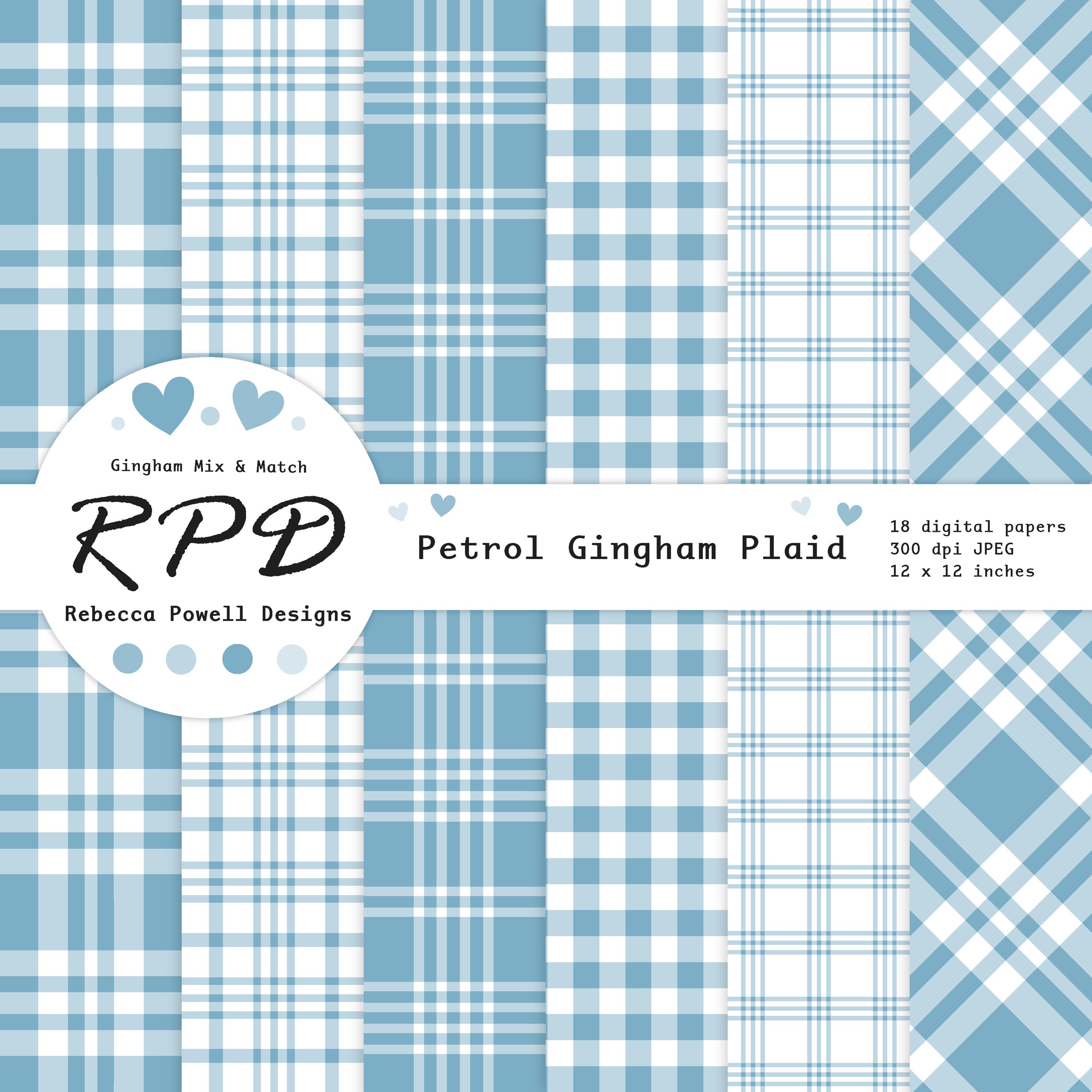Soft Blue Gingham Checks Digital Papers: Mixed Plaid Patterns Pack ...