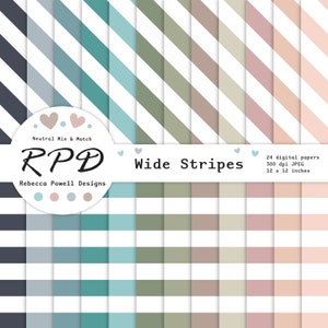 Stripes Digital Paper Pack, Seamless Pattern, Horizontal, Diagonal, Neutral Colours, White, Scrapbook Pages, Backgrounds, Commercial Use