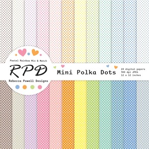 Pastel Rainbow Polka Dot Digital Paper: Seamless Scrapbook Backgrounds (Digital Download)