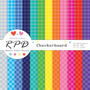 Naadloos digitaal papier met dambordpatroon, gekleurde regenboogkleuren, plakboekpagina's, achtergronden Commercieel gebruik
