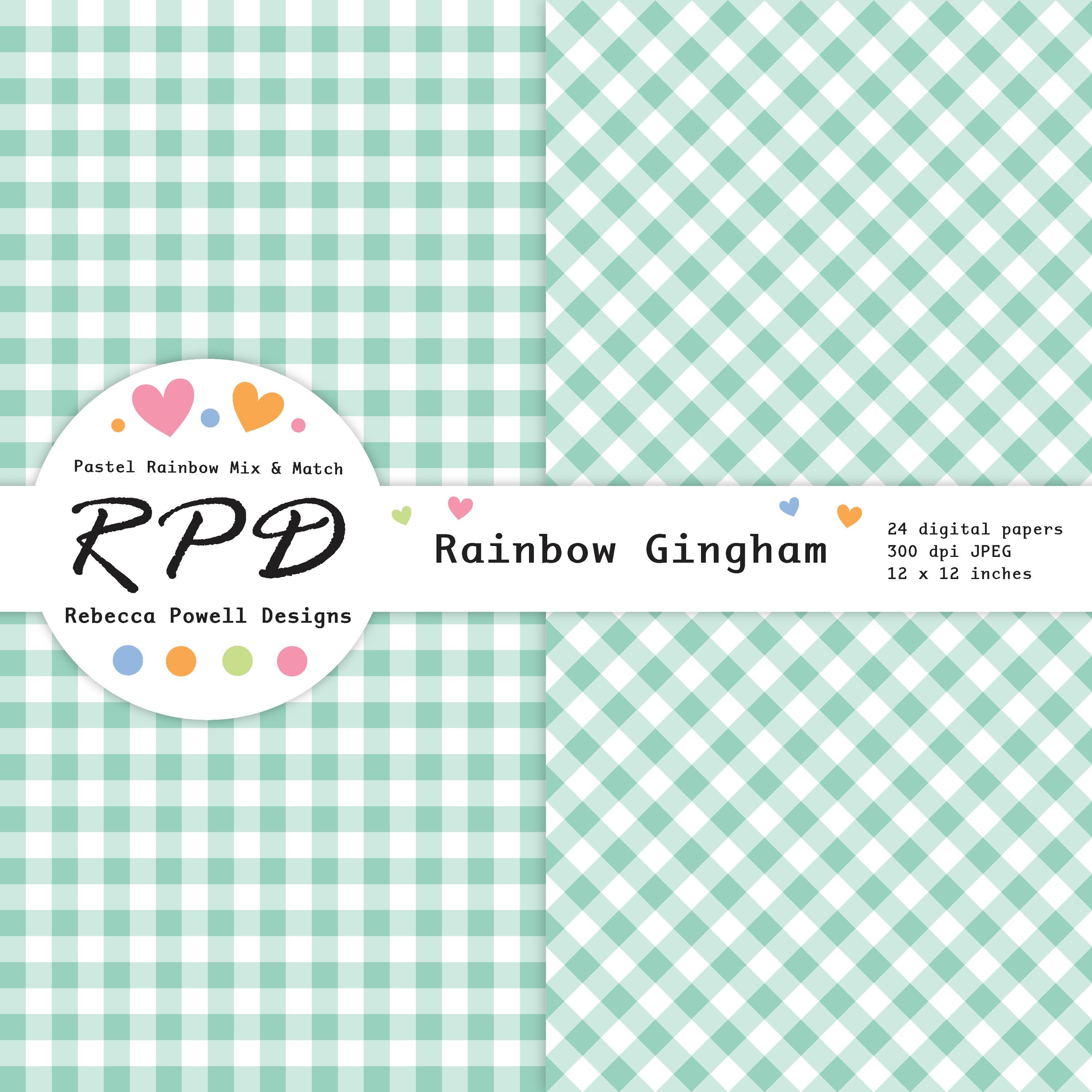 Pastel Rainbow Gingham Digital Paper: Seamless Scrapbook Backgrounds ...