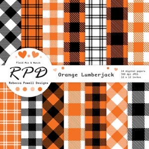 Orange Lumberjack Plaid Digital Paper Pack: Seamless Tartan (Digital Download)