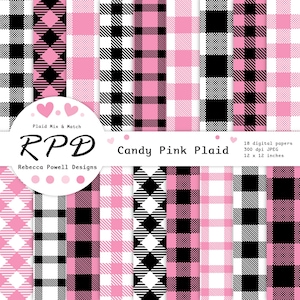Light Pink Buffalo Plaid Digital Paper Pack: Seamless Scrapbooking Backgrounds (Instant Download)