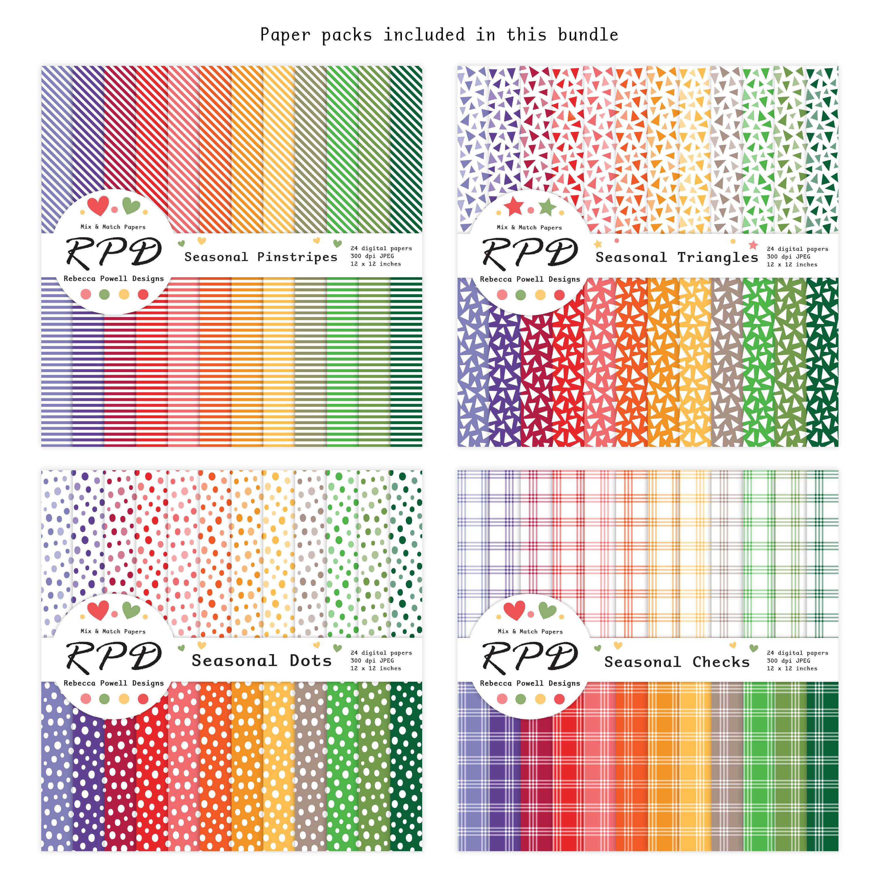 Printable Digital Paper Bundle, Seamless Patterns for Scrapbook Pages ...