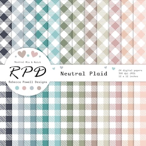 Buffalo Plaid Digital Paper Pack: Neutrale, nahtlose Muster (kommerzielle Nutzung, 12x12 JPEGs)