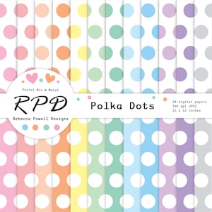 Pastel Large Polka Dots Digital Paper Pack: Seamless Scrapbook Patterns (Instant Download)