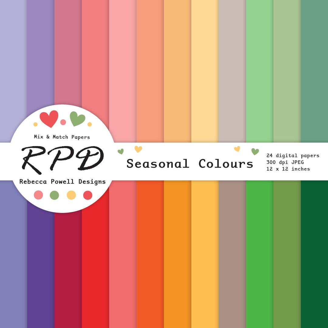 Plain Multi-coloured Digital Paper Pack, Seamless, Solid Rainbow ...