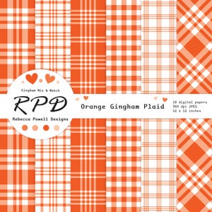 Larger examples of 6 papers with gingham and plaid check patterns.