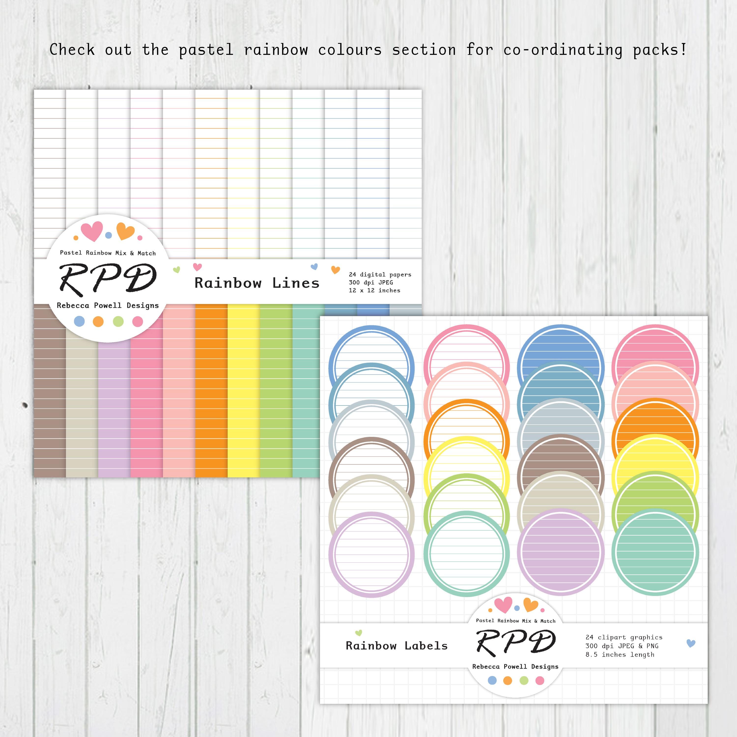 Pastel Rainbow Scalloped Ribbon Borders: Digital Clip Art Set (JPEG ...
