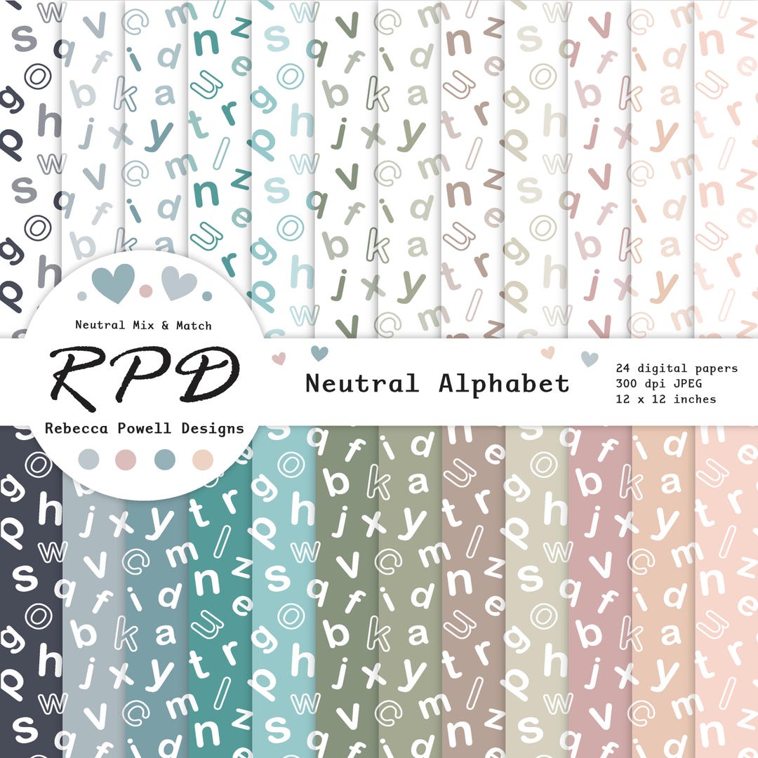 Alphabet Digital Paper: Neutral Seamless Pattern (digital Download) - Etsy