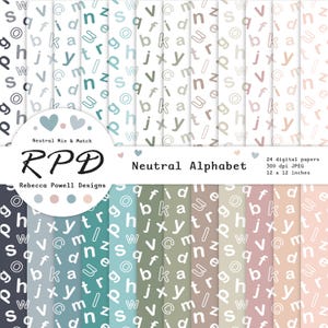 Alphabet Digital Paper: Neutral Seamless Pattern (Digital Download)