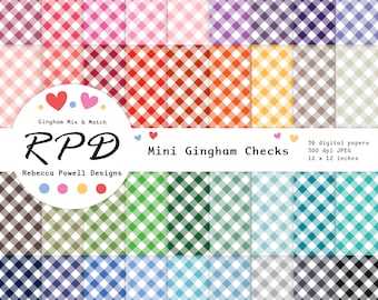 Papel digital de cuadros vichy multicolor: fondos para scrapbooking (descarga digital)