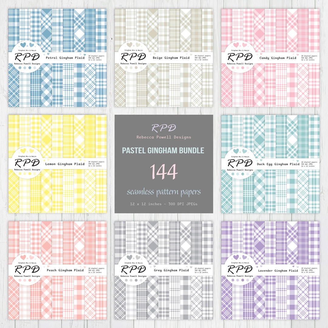 Pastel Gingham Plaid Large Paper Pack: Seamless Patterns (digital ...