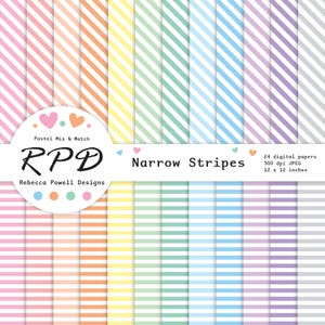 Pastel Stripes Digital Paper Pack: Seamless Scrapbook Backgrounds (Digital Download)