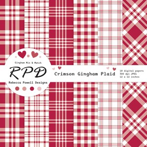 Larger examples of 6 papers with gingham and plaid check patterns.