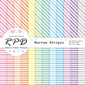 Papier numérique à rayures, Motif transparent, couleurs pastel et blanc, pages de scrapbooking, arrière-plans, usage commercial