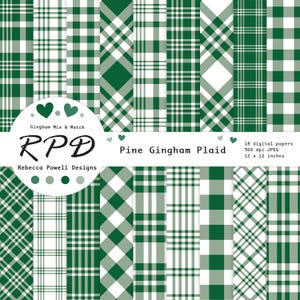 Donkergroen en wit geruite gingangruit Digitaal papier, naadloze patronen, scrapbooking, achtergronden, commercieel gebruik