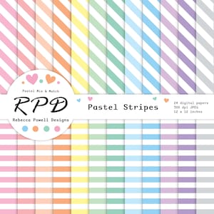 Papier numérique transparent à rayures horizontales et diagonales, arrière-plans imprimables dans des couleurs pastel et blanc