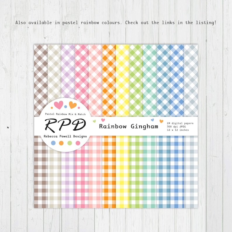 This gingham paper pack is also available in pastel rainbow colours.