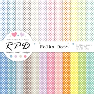 Mini Polka Dot Digital Paper Pack: Pastel Rainbow Seamless Patterns (Digital Download)