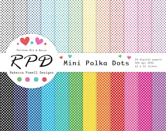Mini Polka Dot Digital Paper: Seamless Rainbow Patterns (Digital Download)