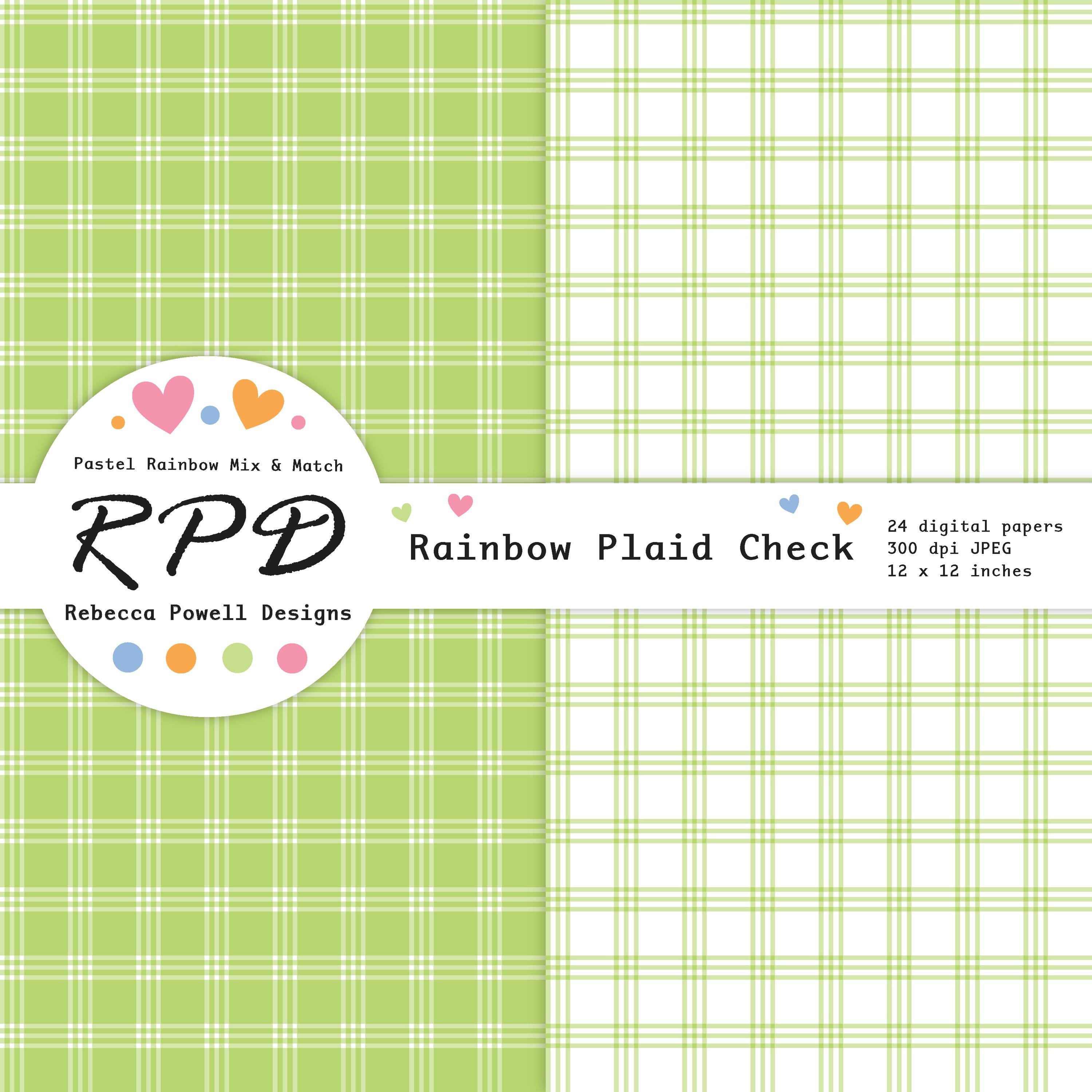 Pastel Rainbow Plaid Digital Paper Pack – Scrapbook Background (digital ...