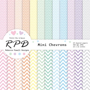 Pastel Chevron Digital Paper Pack: Scrapbook Backgrounds (Digital Download, Commercial Use OK)