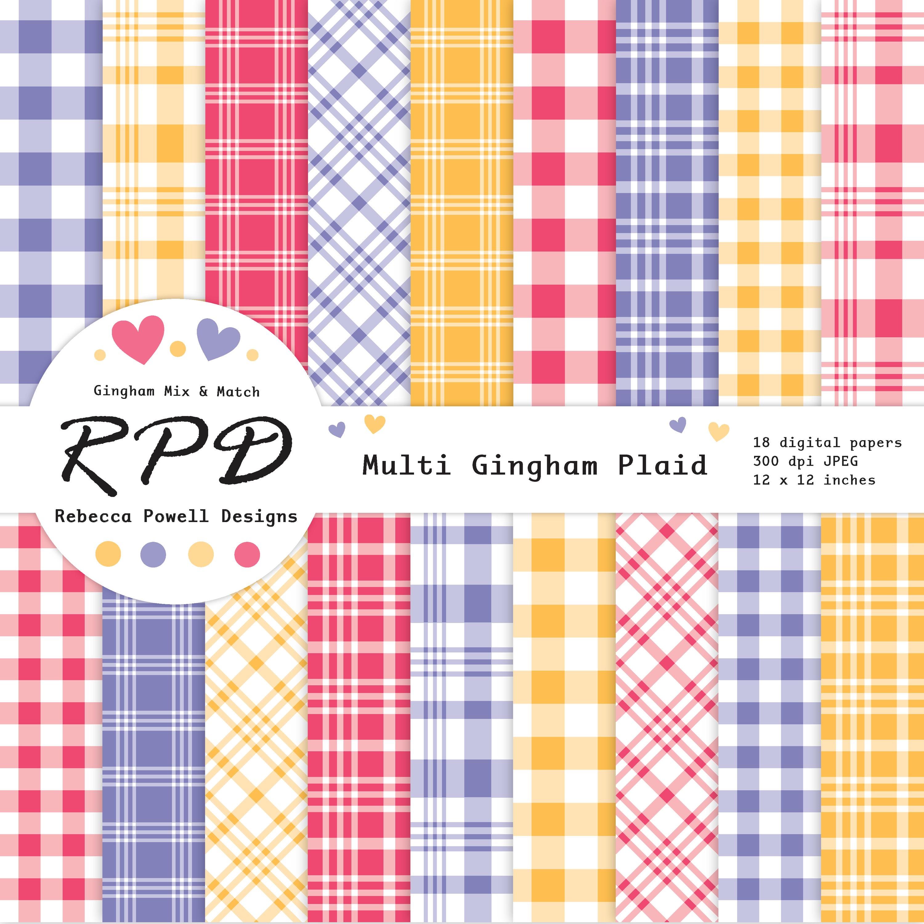 Rainbow Gingham Plaid Digital Paper Pack: Seamless Patterns (digital ...