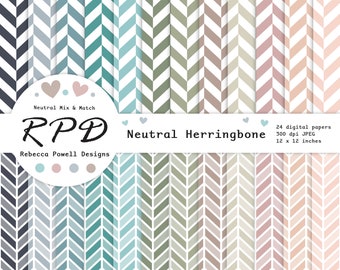 Neutral Herringbone Digital Paper Pack: Seamless Patterns (Digital Download)