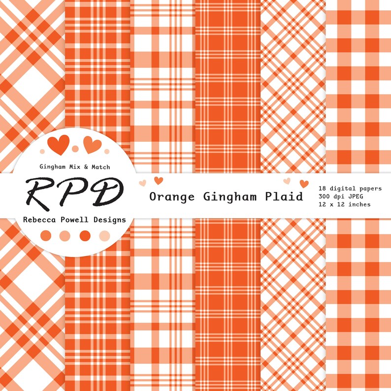 Larger examples of 6 papers with gingham and plaid check patterns.