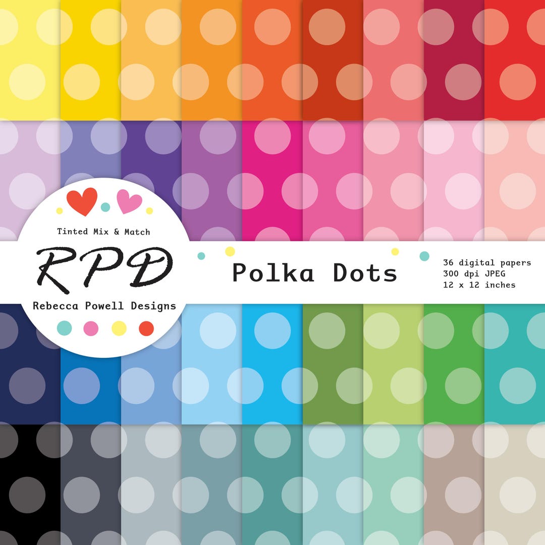 Rainbow Tinted Colours, Polka Dot Pattern, Seamless Digital Paper ...