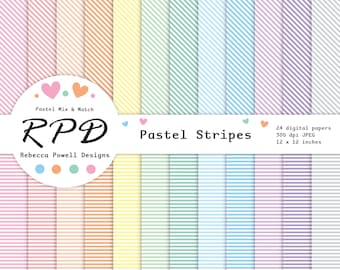 Pacote de Papéis Digitais com Listras Estreitas: Padrões de Listras Sem Emenda (Download Instantâneo)