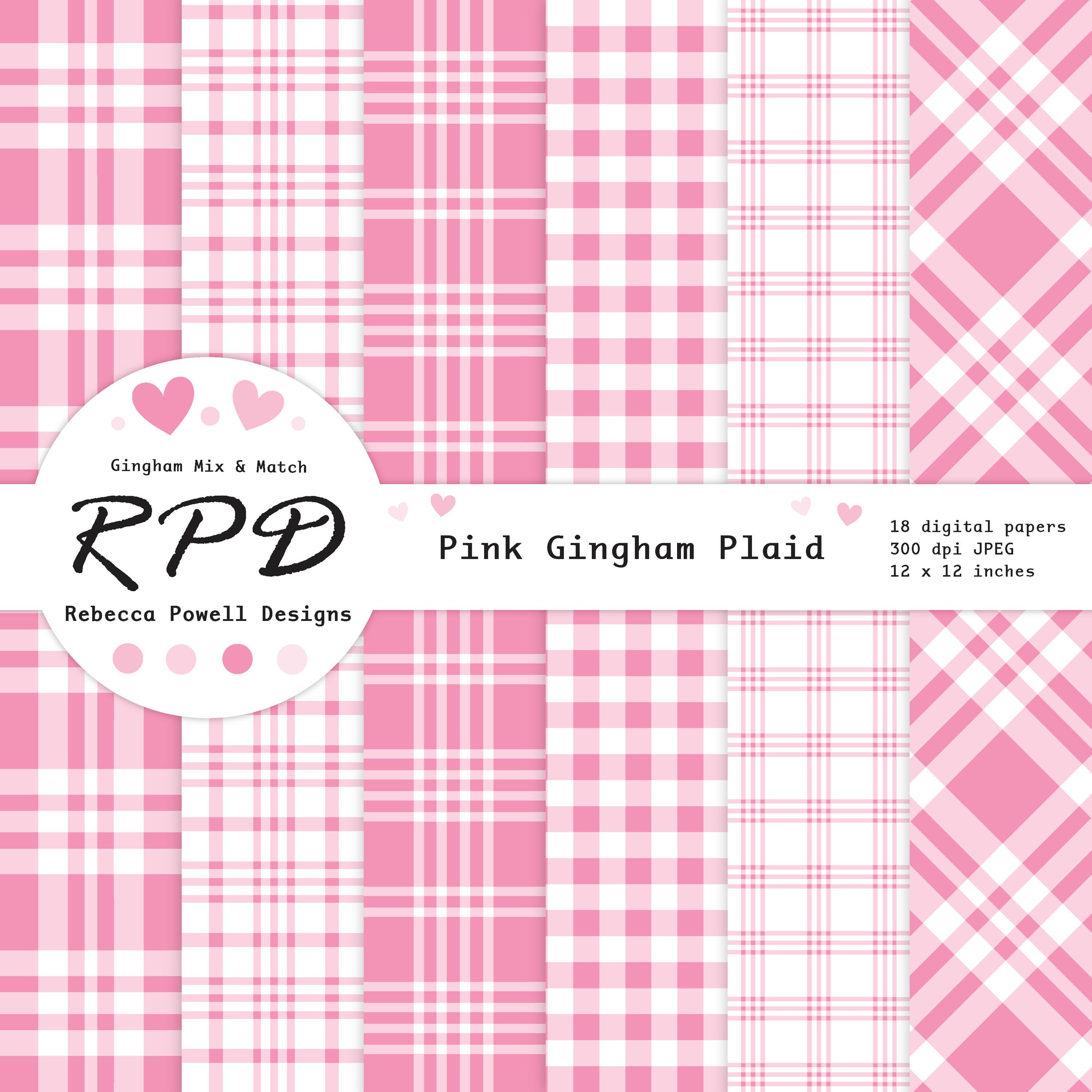 Pink Gingham Plaid Digital Paper: Seamless Scrapbook Patterns (digital ...